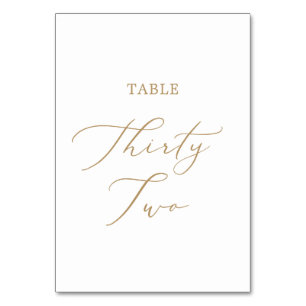 Delicate Gold Calligraphy Table Thirty Two Table Number