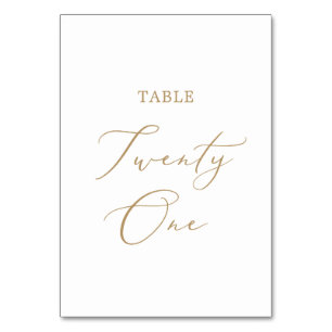 Delicate Gold Calligraphy Table Twenty One Table Number
