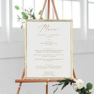 Delicate Gold Calligraphy Wedding Dinner Menu Poster
