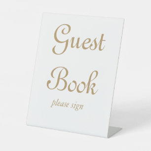Delicate Gold Calligraphy Wedding Guest Book Pedes Pedestal Sign