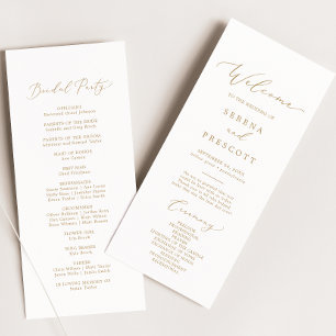Delicate Gold Calligraphy Wedding Program