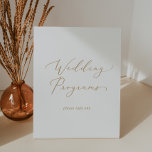 Delicate Gold Calligraphy Wedding Programs Pedestal Sign<br><div class="desc">This delicate gold calligraphy wedding programs pedestal sign is perfect for a modern wedding. The romantic minimalist design features lovely and elegant champagne golden yellow typography on a white background with a clean and simple look.</div>