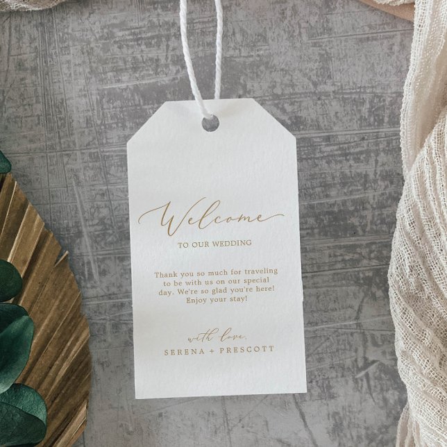 Delicate Gold Calligraphy Wedding Welcome Gift Tags (Creator Uploaded)