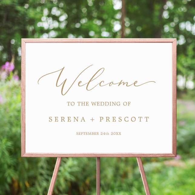 Delicate Gold Calligraphy Wedding Welcome Poster (Creator Uploaded)