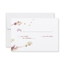 Delicate Gold Cerry Blossom Wedding RSVP