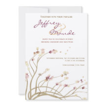 Delicate Gold Cherry Blossom Wedding Invitation
