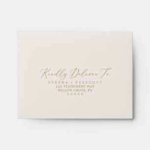Delicate Gold   Cream Self-Addressed RSVP Envelope