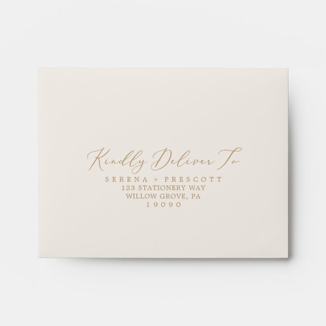 Delicate Gold | Cream Self-Addressed RSVP Envelope (Front)