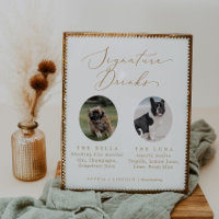 Delicate Gold Dog Photo Wedding Signature Drinks