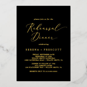 Delicate Gold Foil   Black Rehearsal Dinner