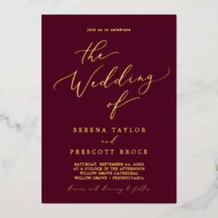 Delicate Gold Foil   Burgundy The Wedding Of
