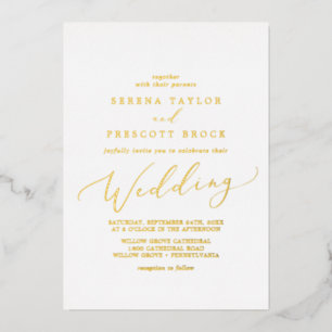 Delicate Gold Foil Calligraphy Wedding