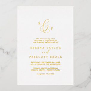 Delicate Gold Foil Formal Monogram Wedding