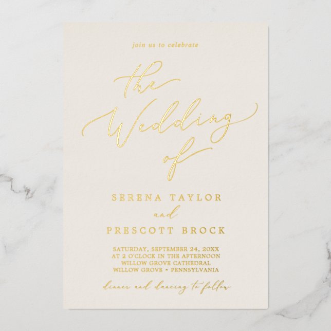 Delicate Gold Foil | Ivory The Wedding Of (Front)