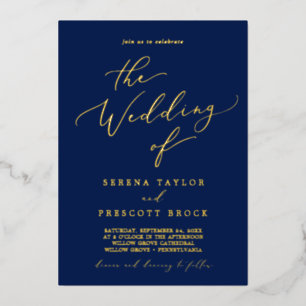 Delicate Gold Foil   Navy Blue The Wedding Of