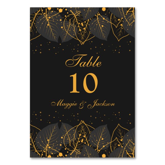 Delicate Gold Leaves Table Number (Front)
