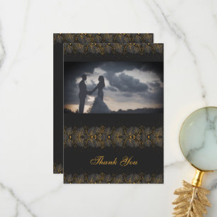 Delicate Gold Leaves Thank You Card