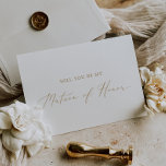 Delicate Gold Matron of Honour Proposal Card<br><div class="desc">This delicate gold matron of honour proposal card is perfect for a modern wedding. The romantic minimalist design features lovely and elegant champagne golden yellow typography on a white background with a clean and simple look. Customize the card with the name of the bride and the matron of honour. Personalize...</div>