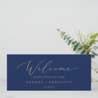 Delicate Gold Navy Hanging Seating Chart Header