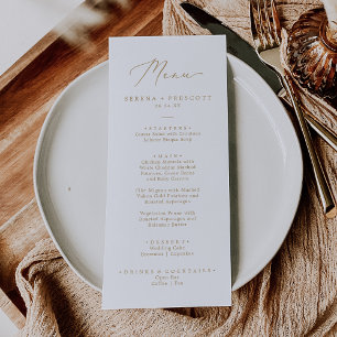 Delicate Gold Printed or Printable Menu Card