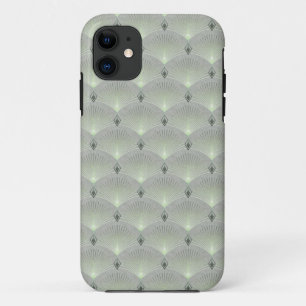 Delicate green and grey, art deco.  iPhone 11 case