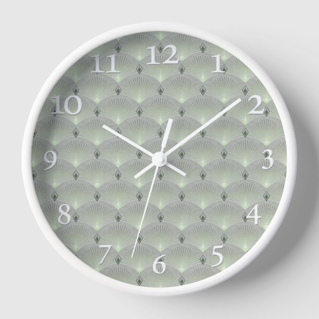 Delicate green and grey, art deco.  clock (Front)