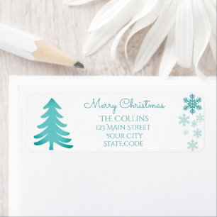 Delicate green tree and snowflakes Christmas