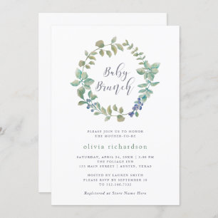 Delicate Greenery   Baby Brunch Invitation
