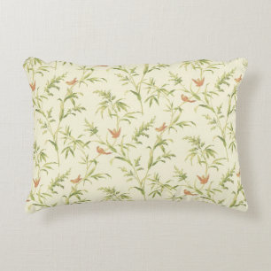 Delicate Greenery Cream n Blush Botanical Pattern Accent Pillow