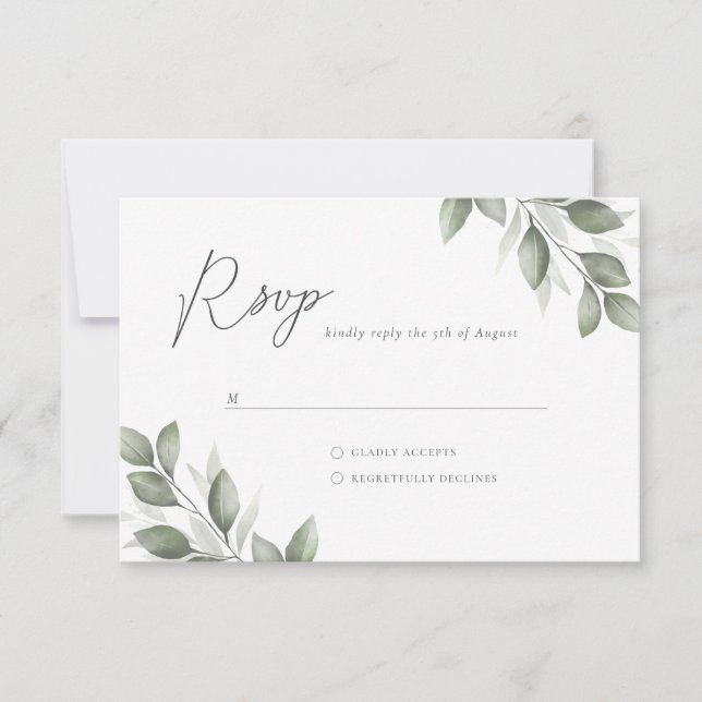 Delicate Greenery RSVP (Front)