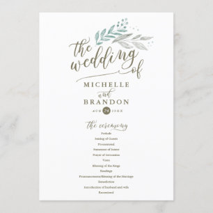 Delicate Greenery   Wedding Ceremony Program