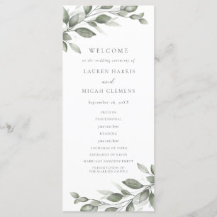 Delicate Greenery Wedding Program