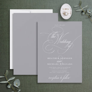 Delicate Grey Modern Calligraphy Classic Invitation