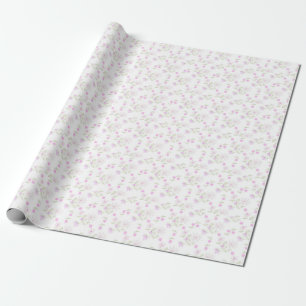 Delicate hand drawn flowers in pink and purple wrapping paper