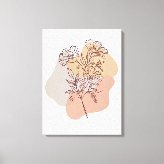 Delicate Hand Drawn Flowers on Branch Canvas Print (Front)