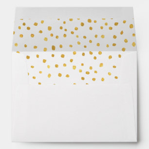 Delicate Hand Drawn Gold Polka Dots Lined Envelopes