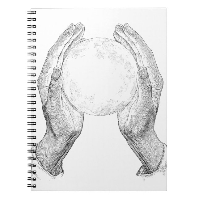 Delicate Hands Holding Moon Sketch Notebook (Front)