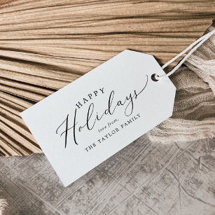 Delicate Happy Holidays Family Holiday Gift Tags