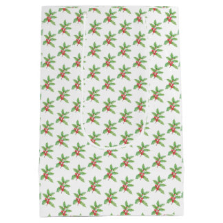 Delicate Holly berries Christmas Medium Gift Bag