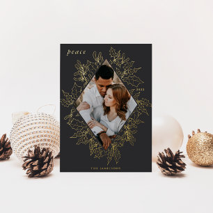 Delicate Holly Elegant Photo Foil Holiday Card