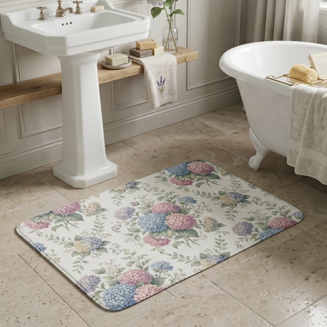 Delicate Hydrangea Flowers  Bath Mat (Creator Uploaded)