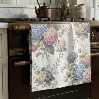 Delicate Hydrangea Flowers Kitchen Towel