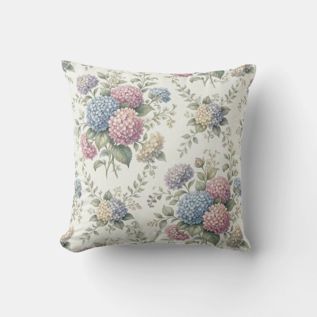 Delicate Hydrangea Flowers  Throw Pillow (Front)