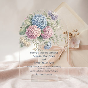 Delicate Hydrangea Flowers Wedding Acrylic Invitations
