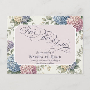 Delicate Hydrangea Flowers Wedding Announcement Postcard