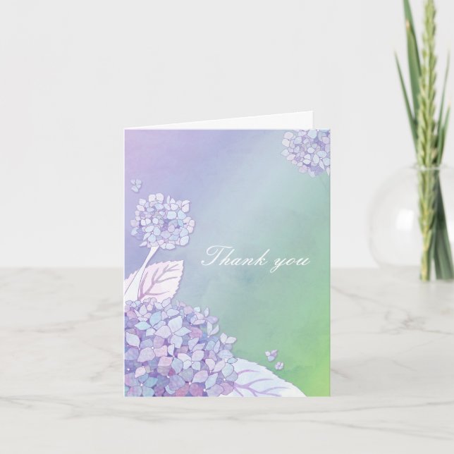 Delicate Hydrangea Wedding Thank You Card (Front)