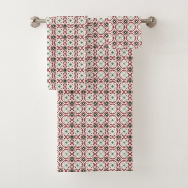 Delicate Intricate Funky Festive Christmas Pattern Bath Towel Set (Insitu)