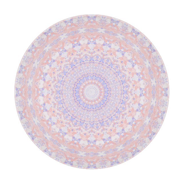 Delicate Intricate Pretty Pastel Abstract Mandala Cutting Board (Front)