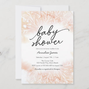 Délicate invitation au Baby shower floral Peach