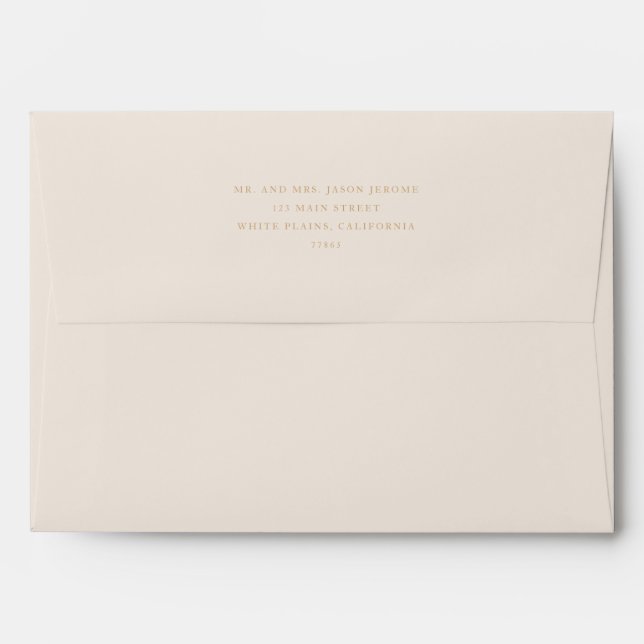 Delicate Ivory and Gold Script Wedding Envelope (Back (Top Flap))